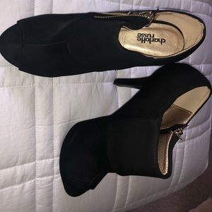 Black Charolette Russe Boot Heels- Opens toed